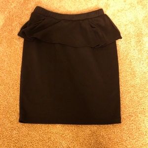 Peplum black pencil skirt